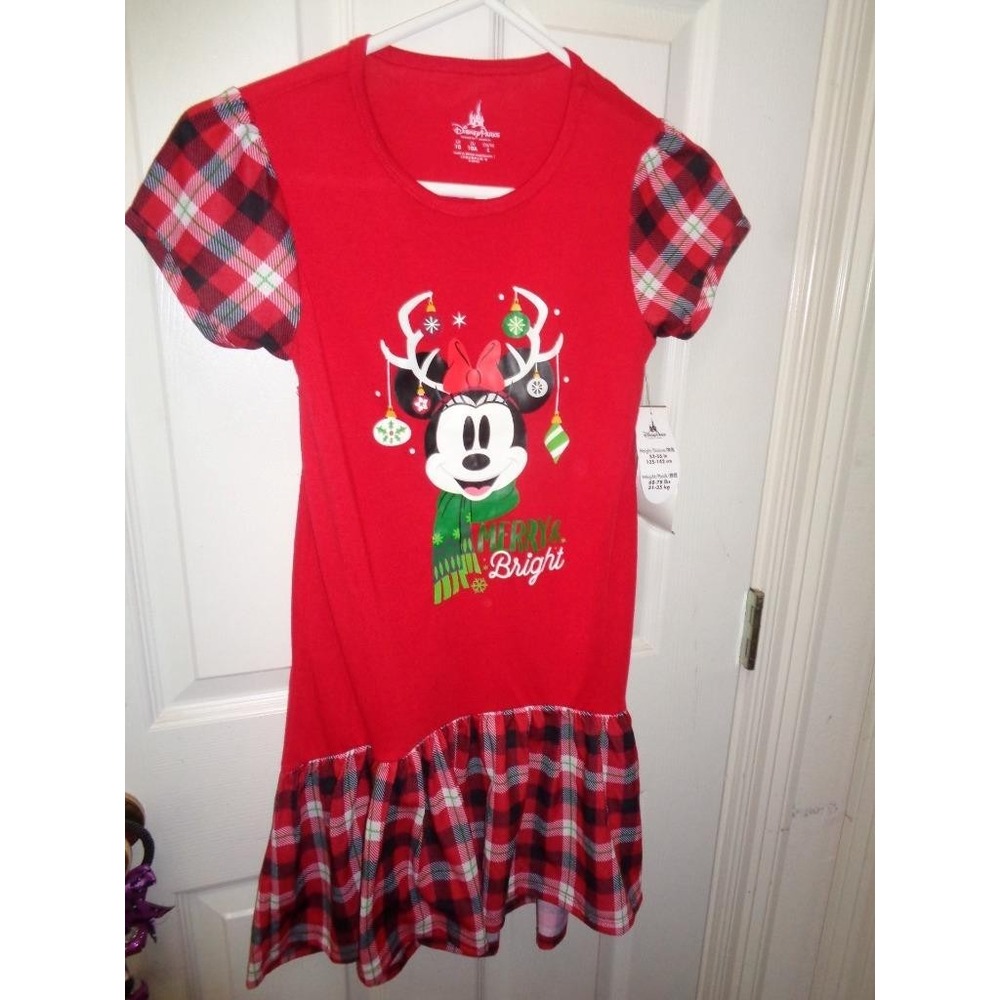 Disney Parks Girl's Christmas Dress Minnie Mouse Merry & Bright Red 10 NWT